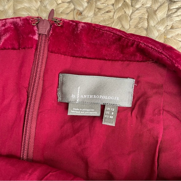 Anthropologie velvet mini skirt with slit red holiday no tie size 18 - Picture 6 of 6